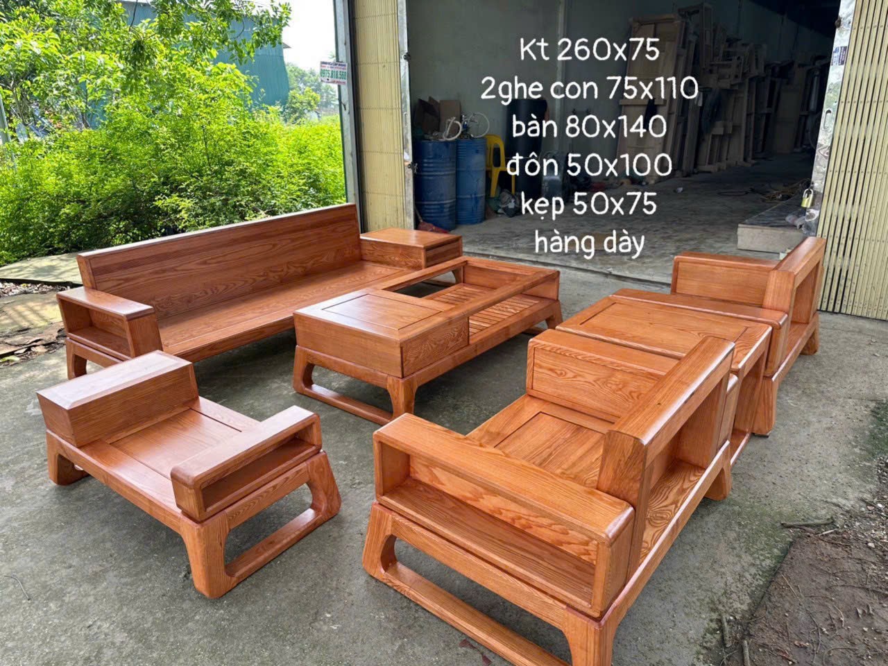  Bàn ghế phòng khách gỗ sồi lau vân tự nhiên giá xưởng